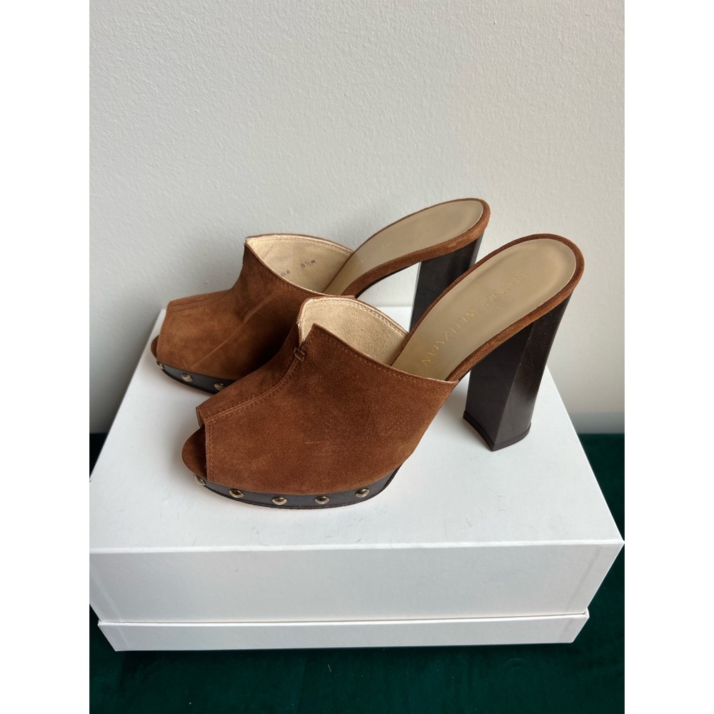 Stuart Weitzman, suede, mule, platform heel